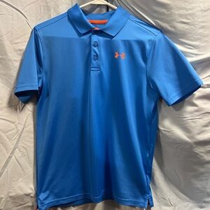 Under Armour Kids Blue Polo with Orange Logo
